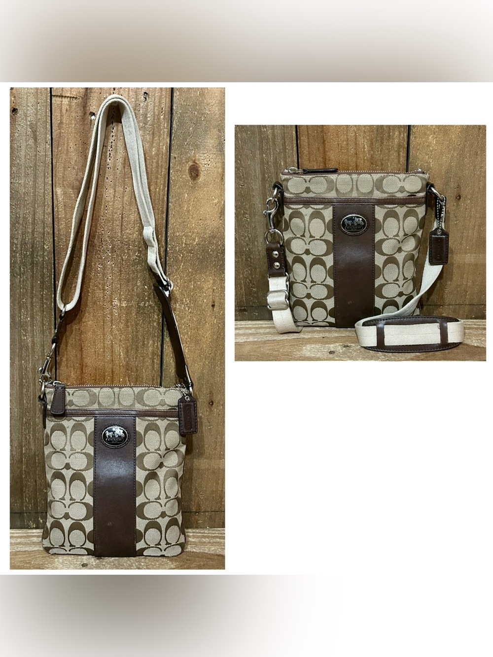Coach. Sutton Signature Swingpack Crossbody Bag & Signature Monogram Wristlet. - Picture 3 of 16